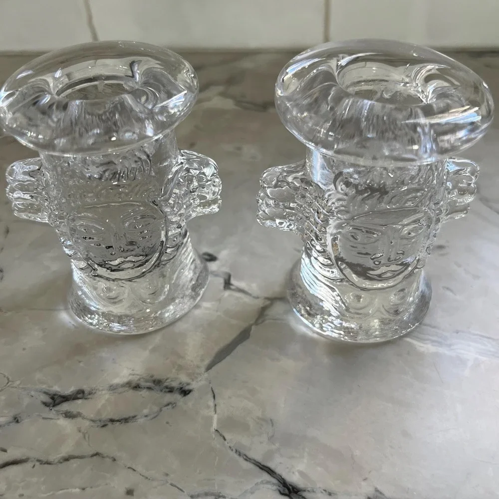 Collection of 5 VTG‎ Bertil Vallien Kosta glass Angel candle holders Sweden 70s